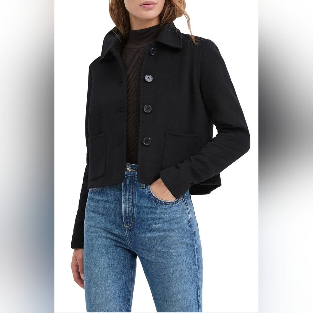 Favorite Daughter Annabel Chop Wool Blend Classic Black Blazer